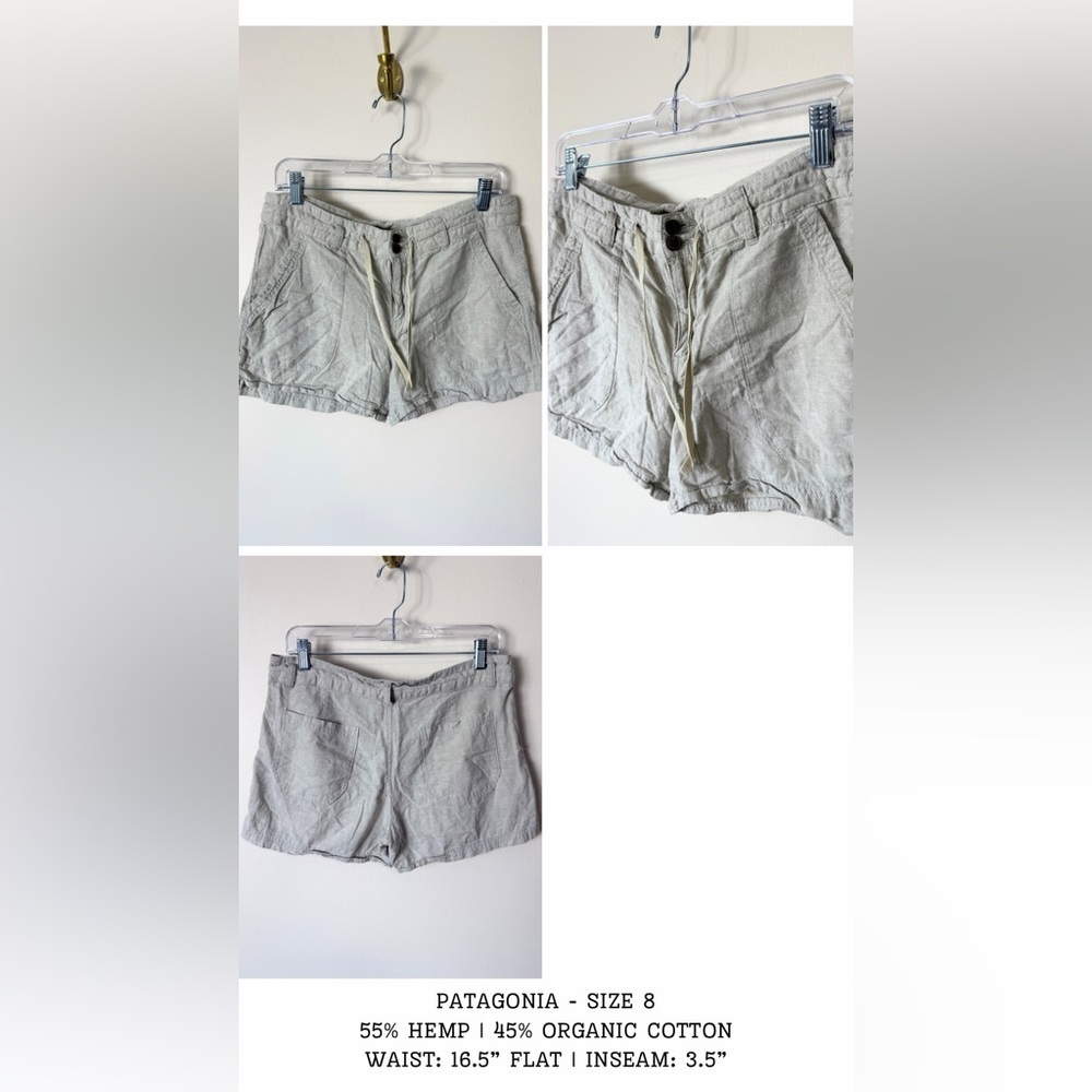 patagonia hemp organic cotton blend mini shorts casual size 8 natural oat beige